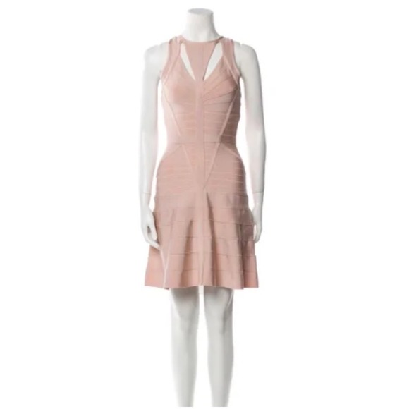 ELLIATT x Revolve Hera Dress Blush Pink Cutout Bandage Bodycon Flare Size L New - Picture 2 of 11
